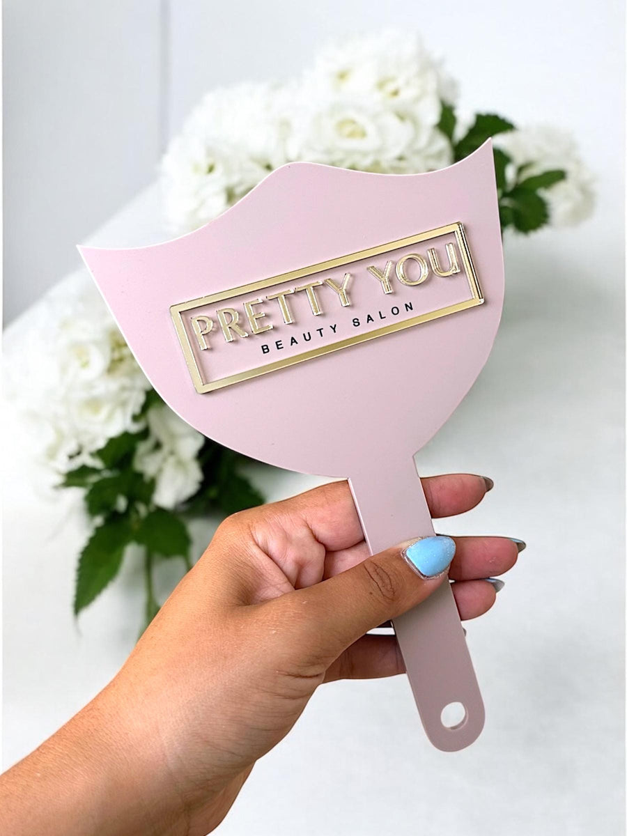 Custom 3D acrylic logo lash mirror for salon decor, clear design