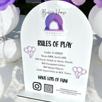 Custom Perspex soft play rules sign with colorful logo design