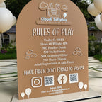Custom Perspex soft play rules sign in clear acrylic, business information display board