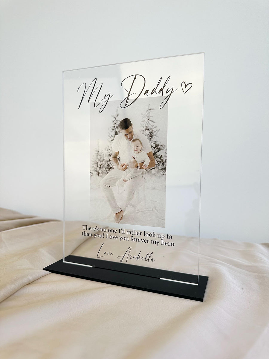 Personalised acrylic photo frame, clear design with custom photo insert