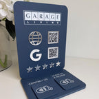 Custom NFC business sign with logo, black design, tap to pay feature