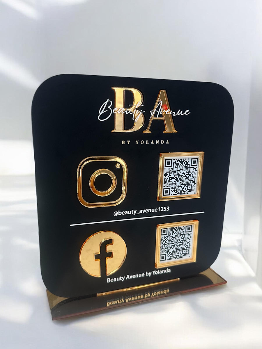 Multi QR Code business sign for beauty salon in black and white