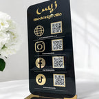 Personalised acrylic QR code display for small business, clear and stylish design