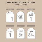 3D acrylic arched table number, clear perspex with elegant curvature design
