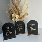 3D acrylic arched wedding table numbers in clear perspex material