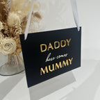 Custom acrylic page boy sign in clear, personalized wedding plaque design