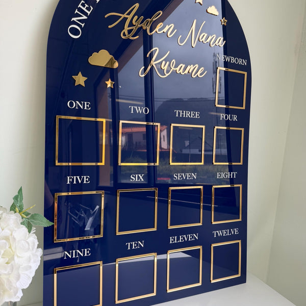 Custom First Birthday Photo Board for Baby Milestones
