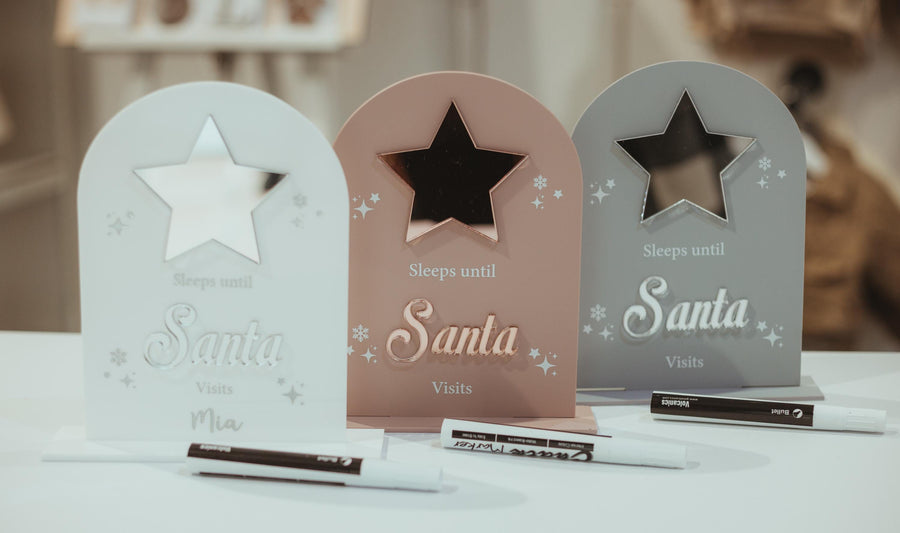 Personalised acrylic Christmas countdown sign, clear material with black text
