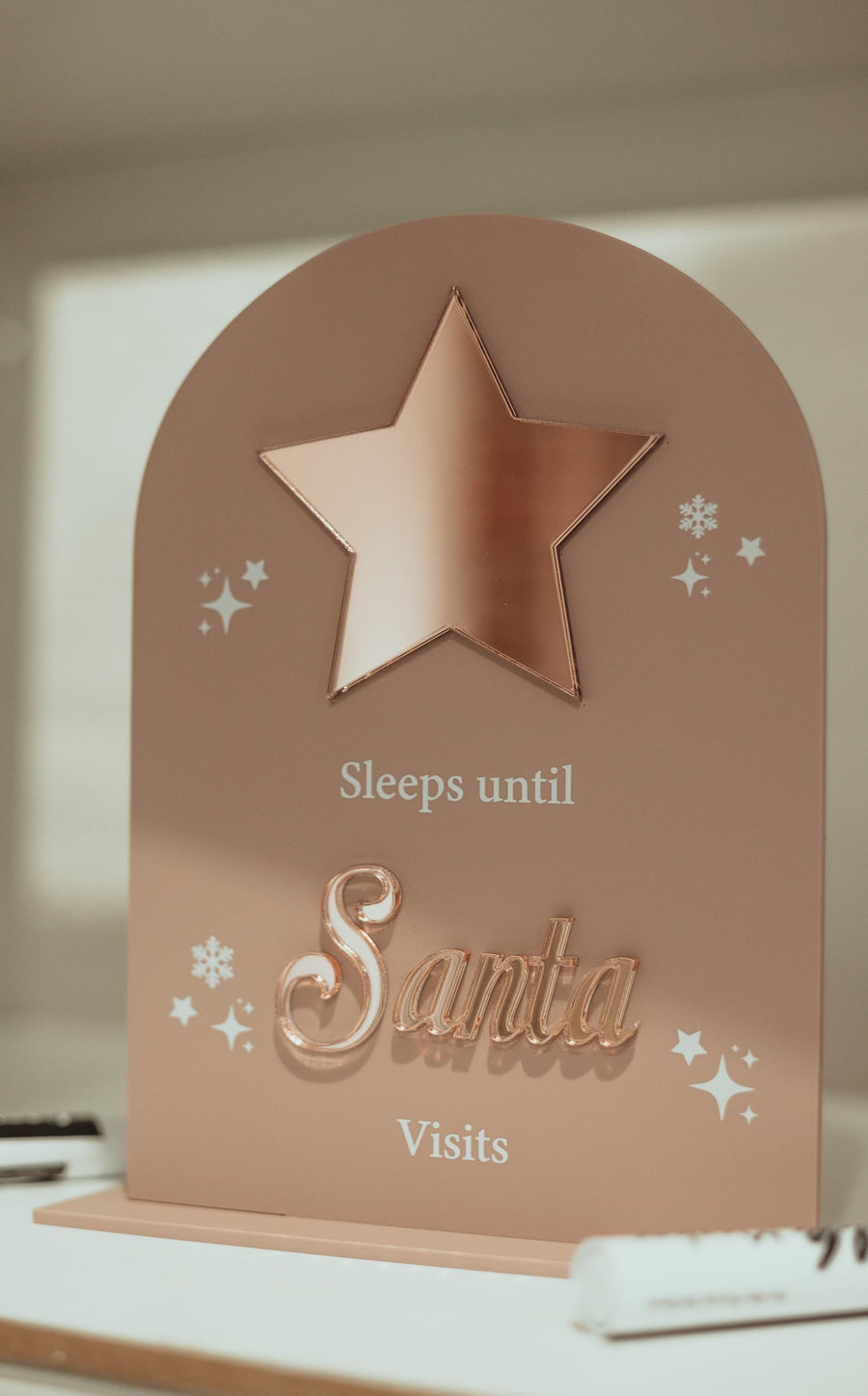 Personalised acrylic Christmas countdown sign with marker, custom holiday decor