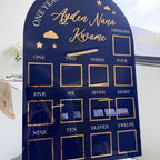 Custom First Birthday Photo Board with stars and clouds design