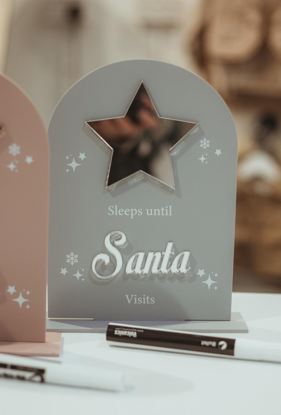 Personalised acrylic Christmas countdown sign, reusable marker, festive design