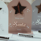 Personalised acrylic Christmas countdown sign with reusable marker and festive design