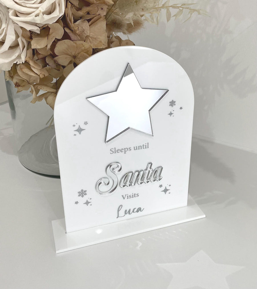 Personalised acrylic Christmas countdown sign, clear material, with reusable marker