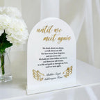 Custom acrylic wedding memorial sign with UV printed design in clear color