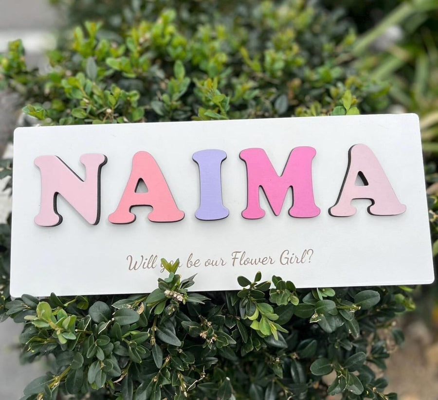 Personalised wooden name puzzle in pastel colors for toddler gifts