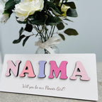 Personalised wooden name puzzle in pastel colors for kids' gifts