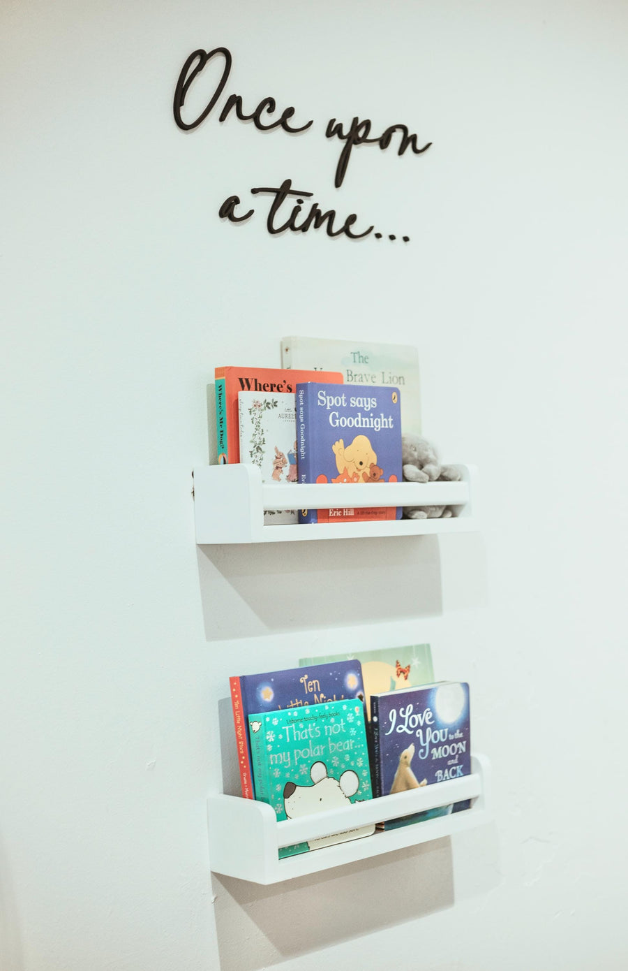 Once Upon a Time wall sign in white wood, nursery decor accent