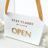 Custom Open Closed Acrylic Business Sign with Ribbon