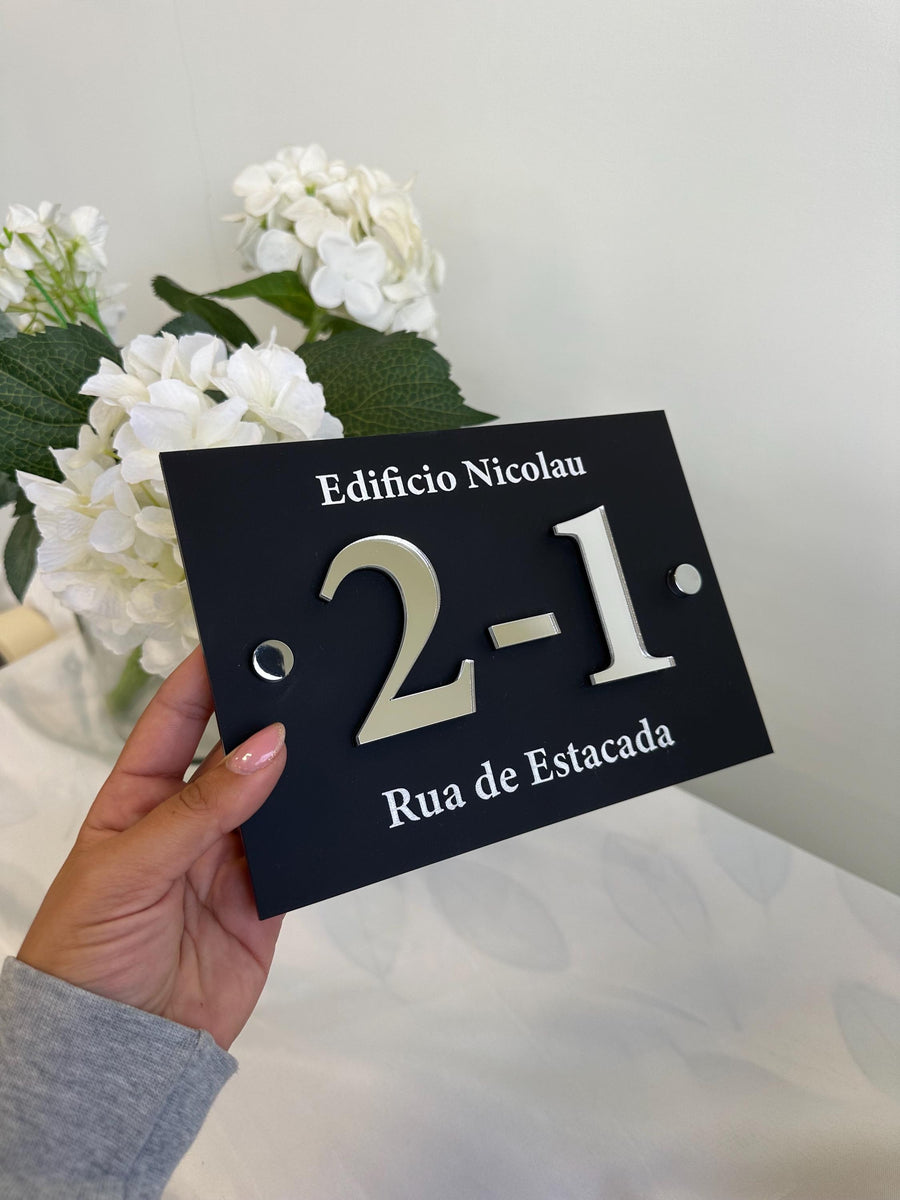 Custom acrylic house sign with street name in clear finish