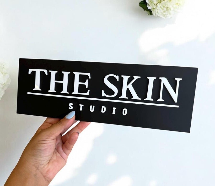 Modern 3D acrylic salon sign with stand offs, clear Perspex material
