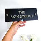 Modern 3D acrylic Perspex logo sign for salon, clear with stand offs