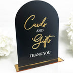 Custom acrylic wedding gifts sign, arched shape and clear perspex material