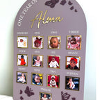 Acrylic Milestone 1st Birthday Photo Board, Butterfly One Year of Baby Sign, My First Year, Personalised First Birthday Memory Board