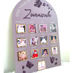 Acrylic Milestone 1st Birthday Photo Board, Butterfly One Year of Baby Sign, My First Year, Personalised First Birthday Memory Board