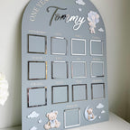 Custom First Birthday Photo Board, teddy bear theme, personalized milestone display