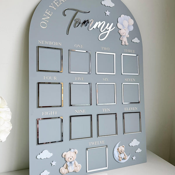 Custom First Birthday Photo Board - Teddy Bear Theme