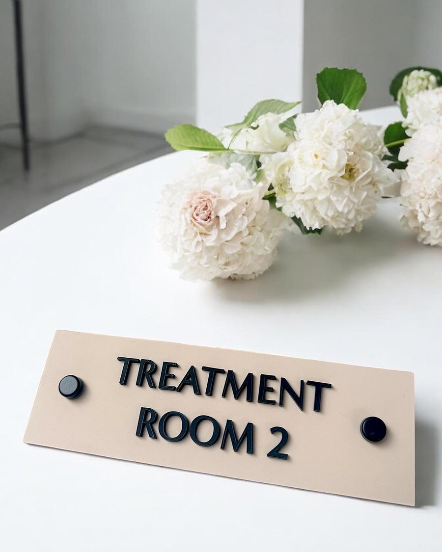 Custom 3D acrylic spa room sign in clear with stand-offs