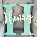Personalized giant wall initial sign in soft pastel colors for kids room