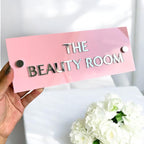 Custom 3D acrylic treatment room sign in clear with modern design