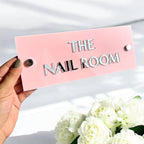 Custom 3D acrylic treatment room sign with modern design and stand offs