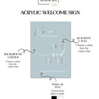 Modern acrylic wedding welcome sign, personalized Mr & Mrs design