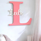 Large custom wooden initial and name sign for kids room decor