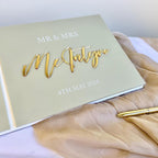 Elegant acrylic guestbook set with crystal pen, clear design for weddings