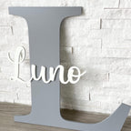Wooden wall name plaque, large personalized letter for children's room decor