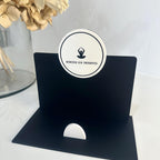 Clear acrylic business card holder with logo personalization, desktop organizer