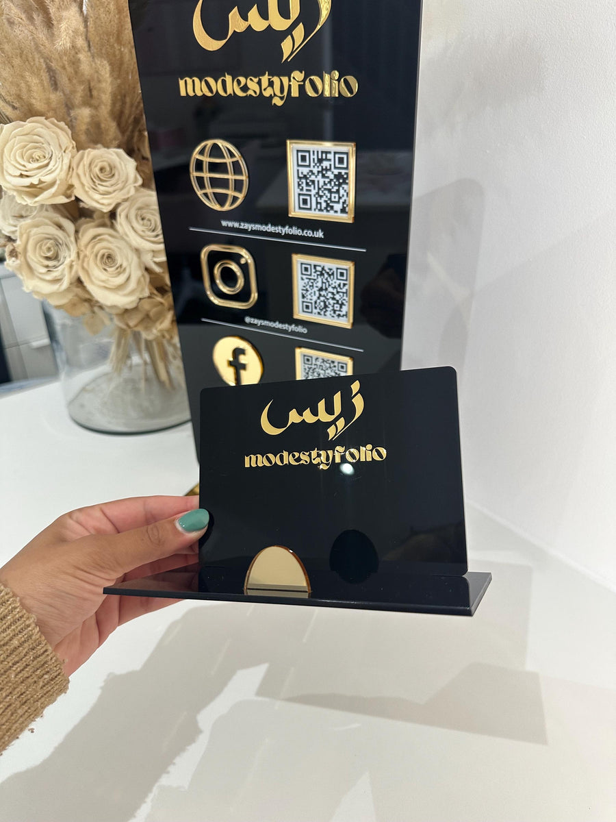 Logo branded acrylic business card holder, clear Perspex display stand