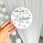Personalised 3D baby name announcement disc, custom wooden plaque, nursery decor