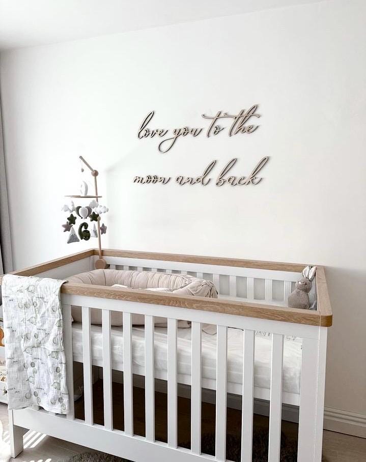 Love You To The Moon and Back custom wooden laser cut nursery sign