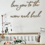 Custom wooden laser cut nursery sign in light wood color