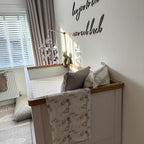 Custom wooden laser cut nursery sign in light wood, moon and stars design