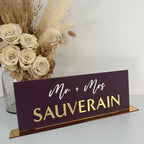 Personalised Mr and Mrs sign in clear acrylic for wedding decoration