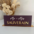 Personalised Mr and Mrs Sign in clear acrylic for wedding decor