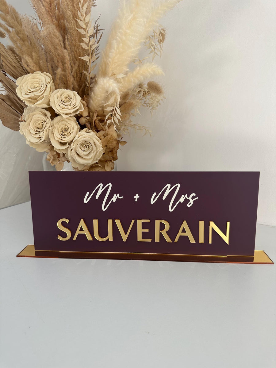 Personalised Mr and Mrs Sign in clear acrylic for wedding decor