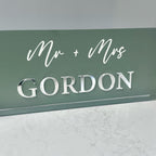 Personalised Mr and Mrs sign, white 3D acrylic centerpiece for weddings