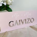 Personalised Mr and Mrs sign in clear acrylic for wedding decor