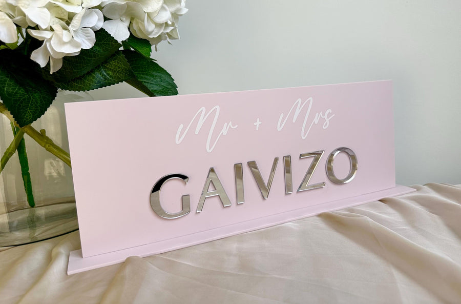 Personalised Mr and Mrs sign in clear acrylic for wedding decor